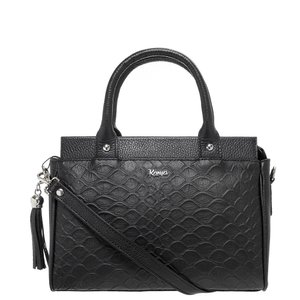 Жіноча сумка 53 - чорна з тисненням під шкіру крокодила з колекції .