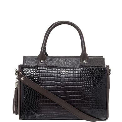 Женская сумка 501 - коричневая лаково-матовая с тиснением под кожу крокодила из коллекции .