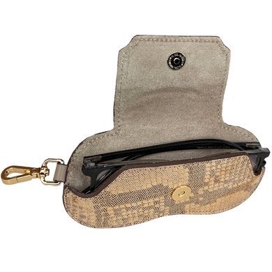 Футляр для окулярів Karya з натуральної шкіри KR3006-935 бежевий з коричневим