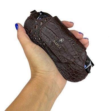 Футляр для очков Karya из натуральной тисненой кожи KR3006-633 коричневый