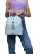 Жіночий рюкзак на блискавці Karya з натуральної шкіри 6008-101 блакитний