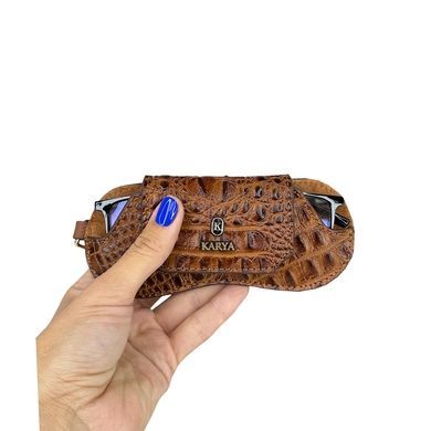 Футляр для окулярів Karya з натуральної тисненої шкіри KR3006-653 коньячний