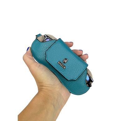 Футляр для окулярів Karya з натуральної зернистої шкіри KR3006-925 бірюзовий