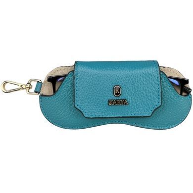 Футляр для окулярів Karya з натуральної зернистої шкіри KR3006-925 бірюзовий