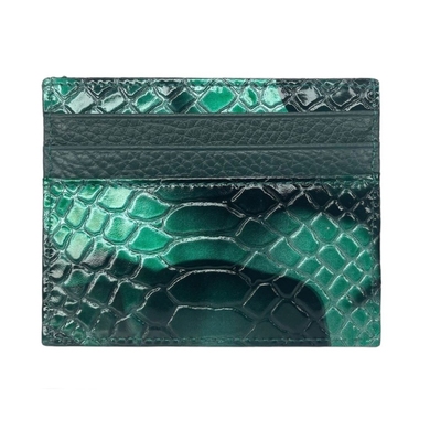 Кредитница 549 - черно-зеленая лаковая с тиснением под кожу крокодила из коллекции .