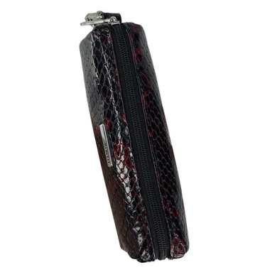 Ключниця 529 - бордово-чорна лакова з тисненням під шкіру змії з колекції .