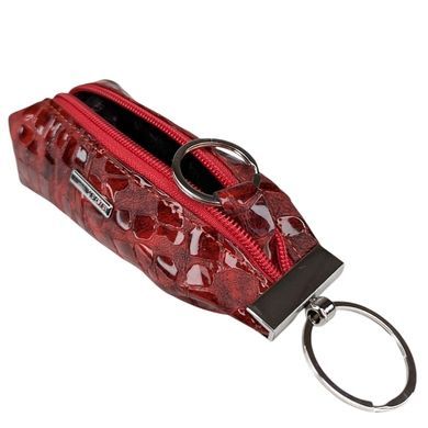 Ключница 589 - красная матовая/лаковая с тиснением под кожу крокодила из коллекции .