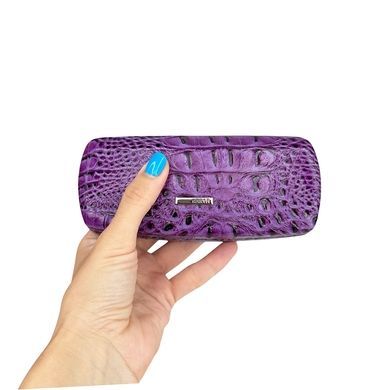 Футляр для окулярів Karya KR3005-651 тиснена шкіра фіолетового кольору