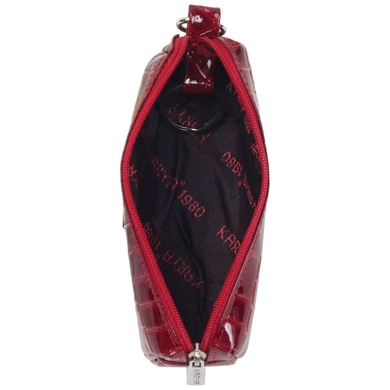 Ключница 08 - темно-красная лаковая с тиснением под кожу крокодила из коллекции .